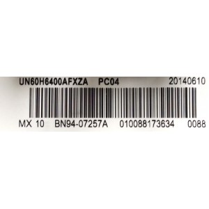 MAIN / SAMSUNG BN94-07257A / BN41-02157B / BN97-08040C / PANEL CY-HH060CSSV2H / MODELOS UN60H6400AFXZA HD01 / UN60H6400AF